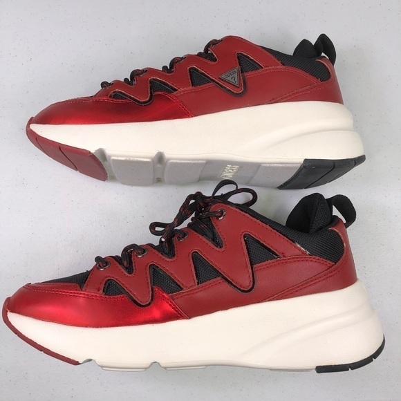 GUESS Tane Dark Red Low Top Sneakers - Picture 3 of 9